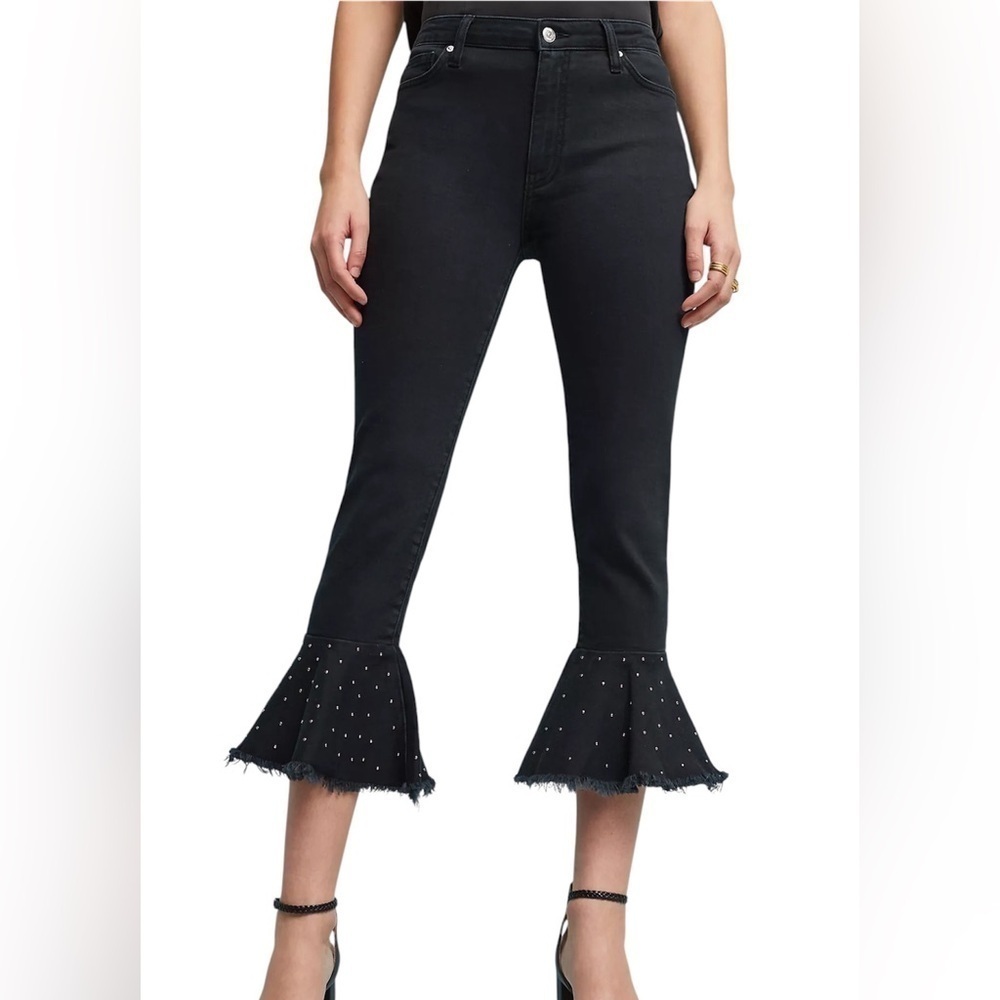 Anthropologie Pilcro Embellished High-Rise Slim Flounced Jeans Women’s Size 29